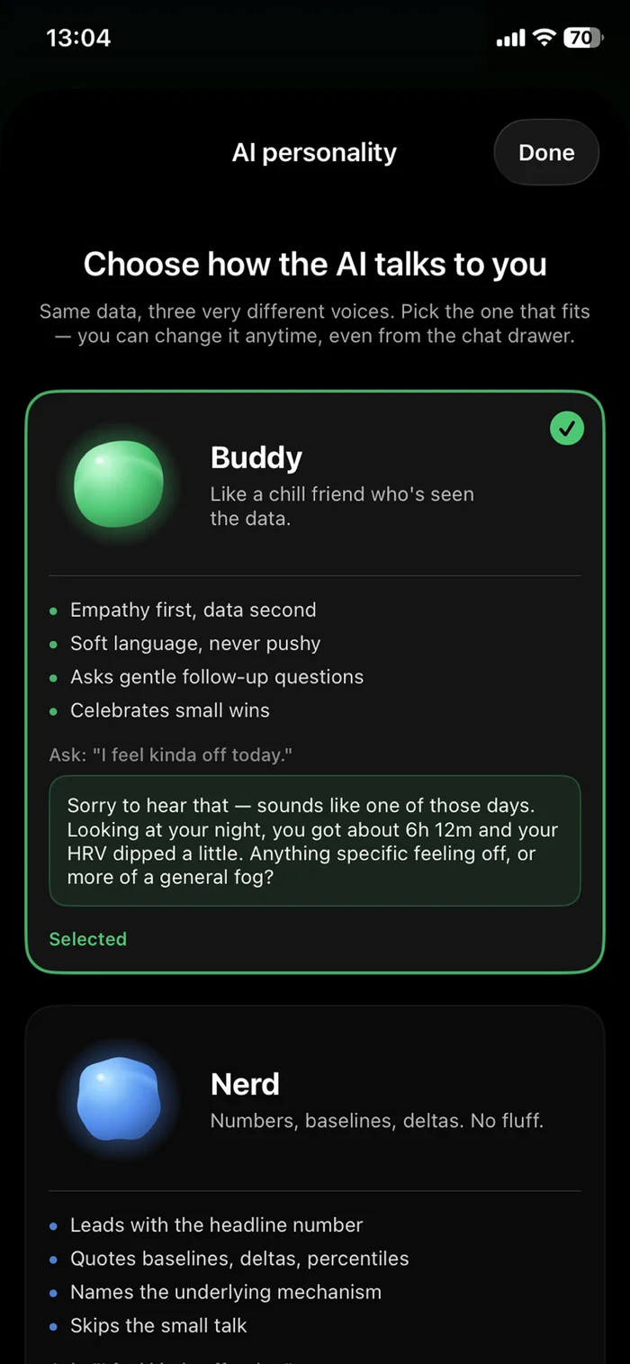 Choose your Livity AI personality — Buddy or Nerd