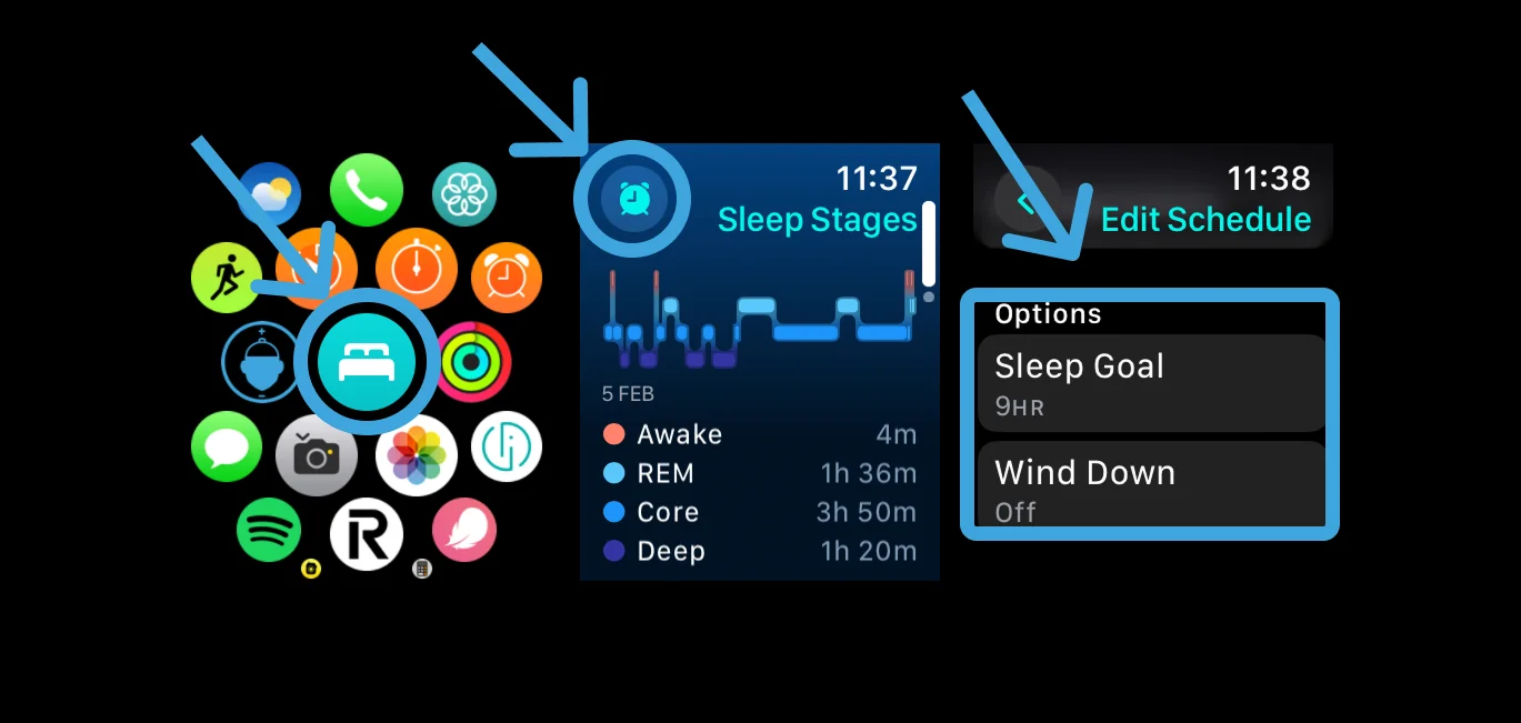 Adjusting Wind Down and Sleep Goals on Apple Watch