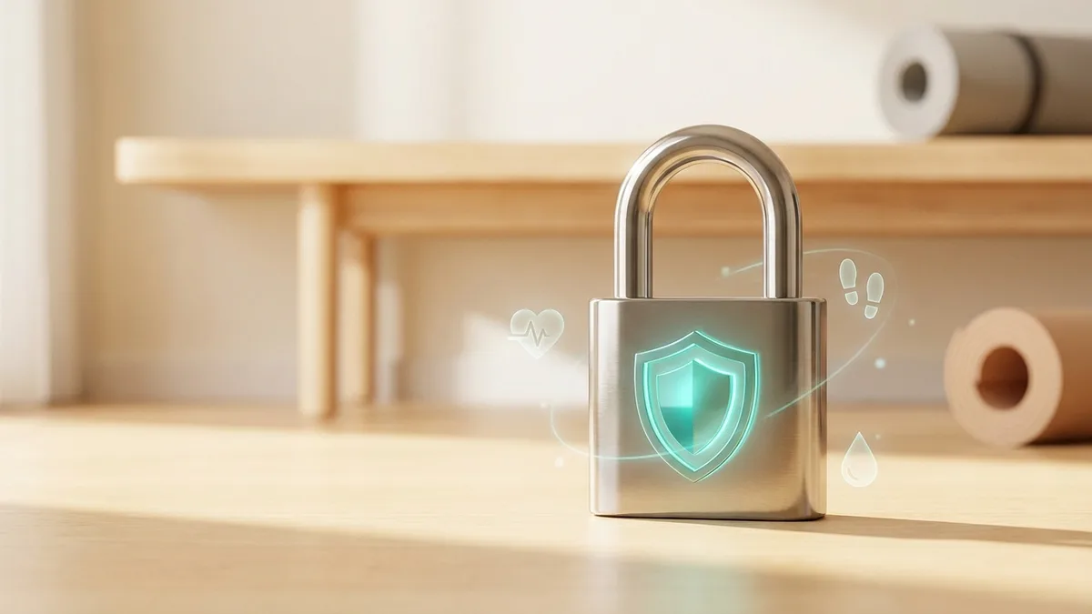 Shield icon with health data symbols representing on-device privacy