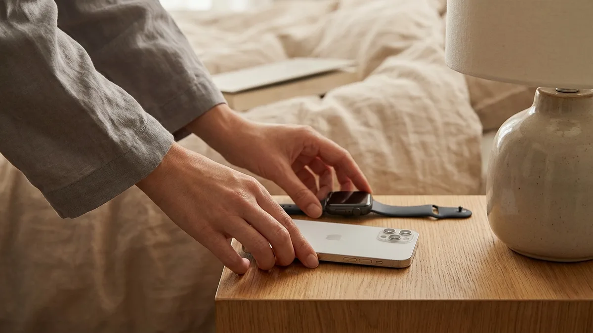 Žmogus atideda prietaisus prieš miegą