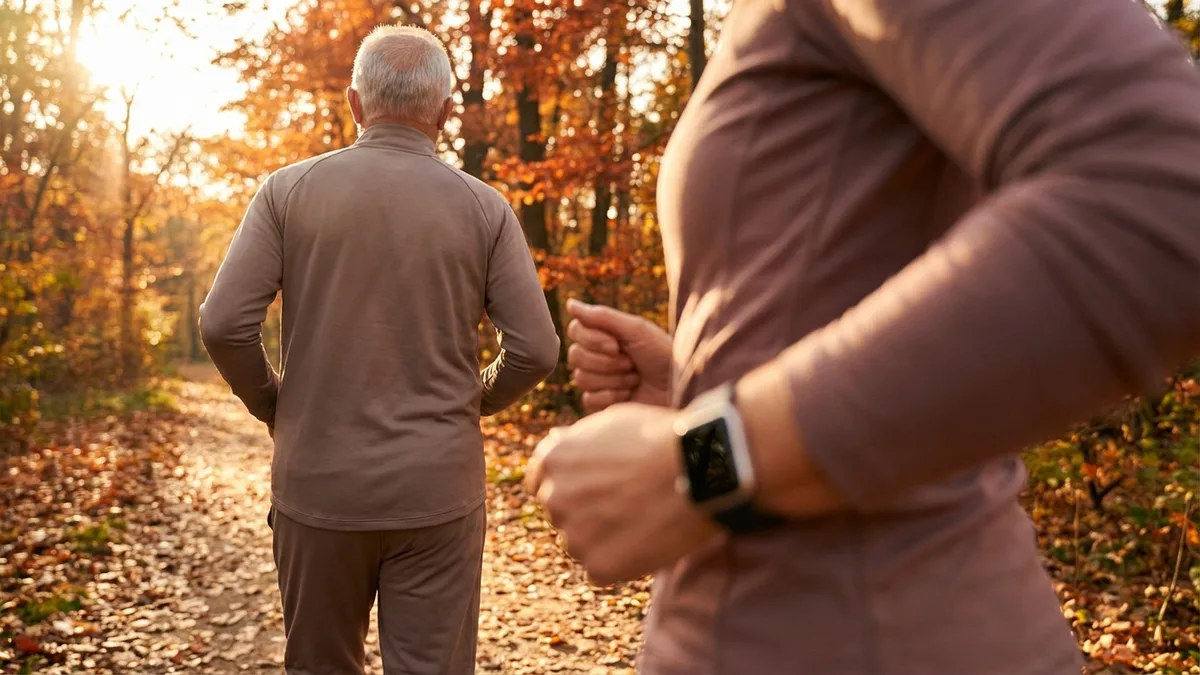 Couple actif faisant du jogging sur un sentier en automne