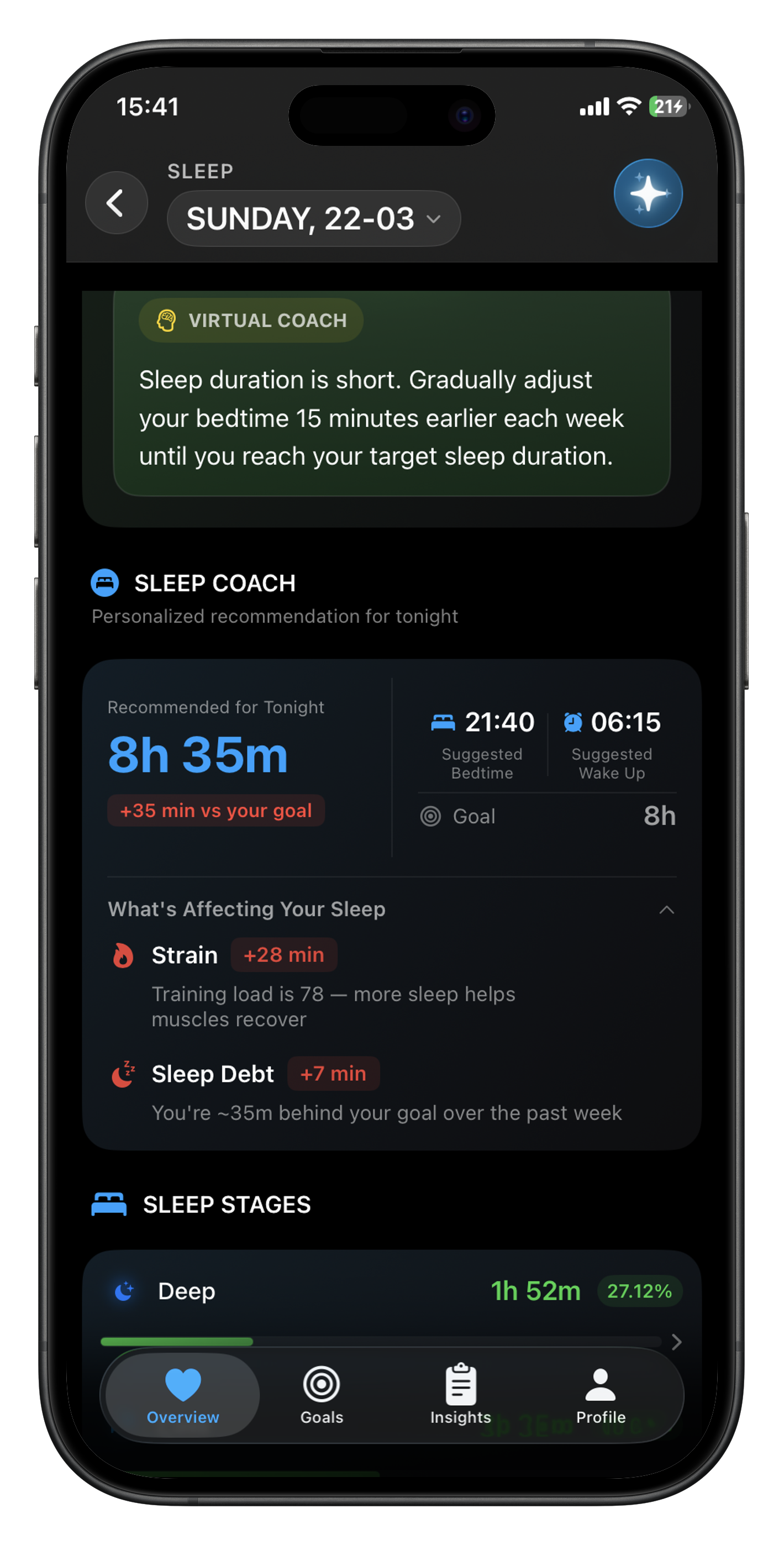 Sleep coach with personalized recommendations and sleep factors