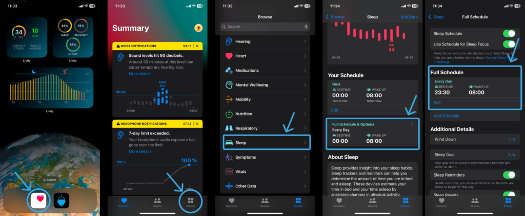 Set Up Your Apple Health Sleep Schedule and Wind down times for Better Sleep Performance using Apple Watch