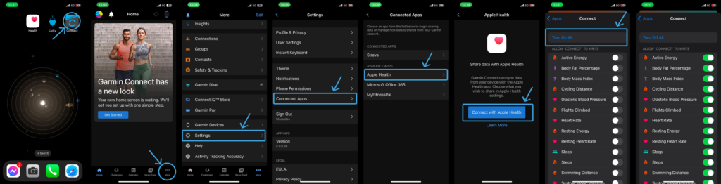 connect garmin watch to apple health